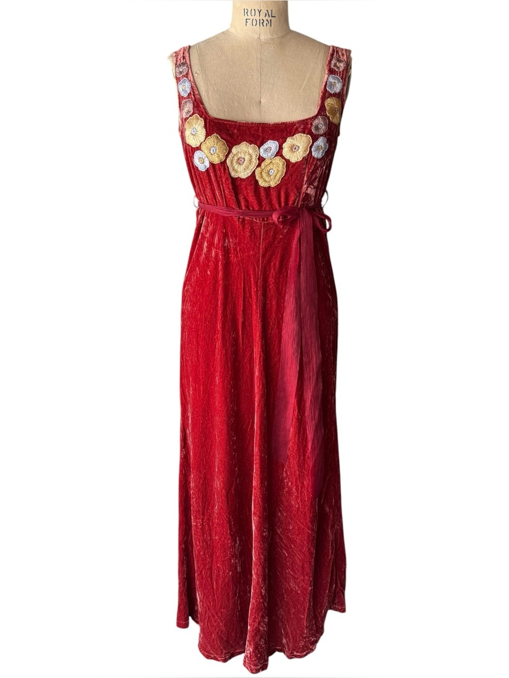 Vintage Y2K Chan Luu Embellished Silk Velvet Maxi Dress